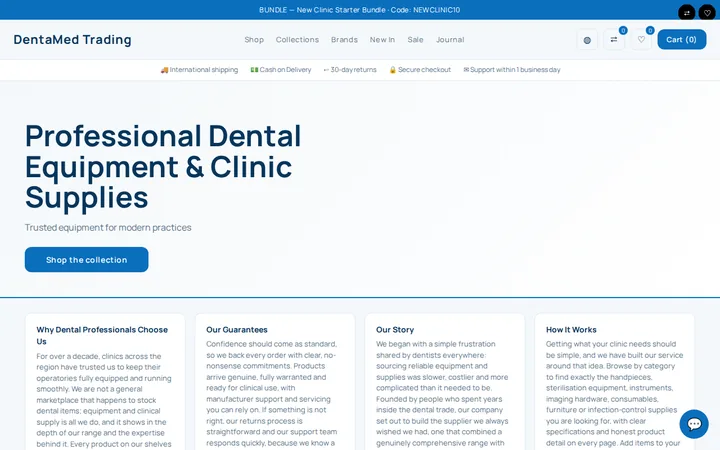 DentaMed Trading storefront — a dental supplies store built on NEXT BASKET AI
