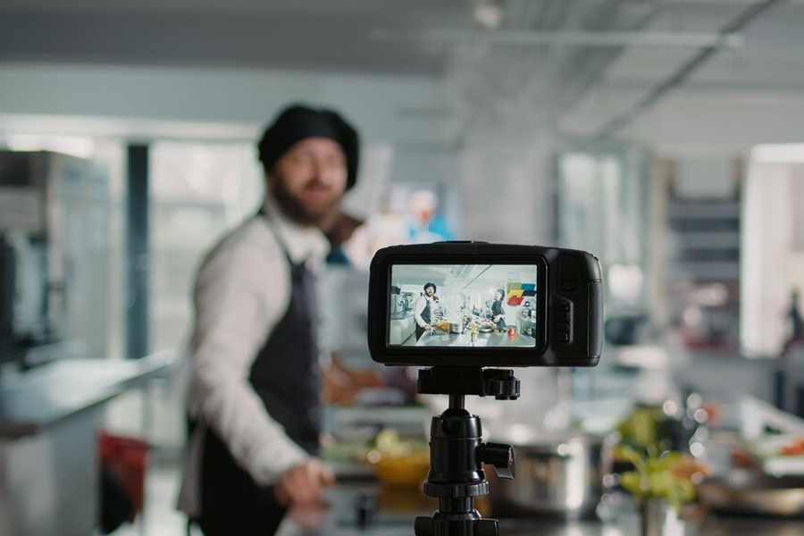 shooting video for Vimeo in a restaurant kitchen