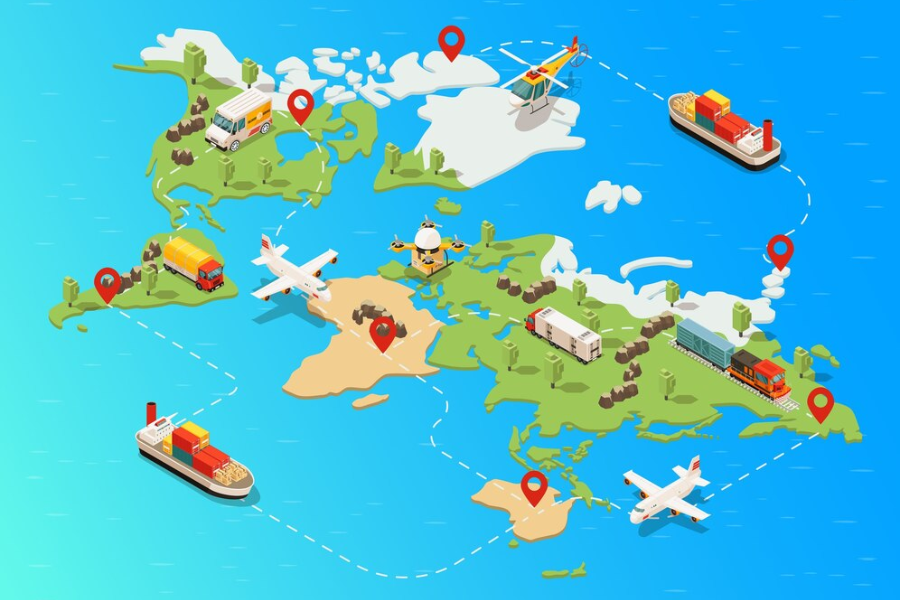 Global logistics map illustration